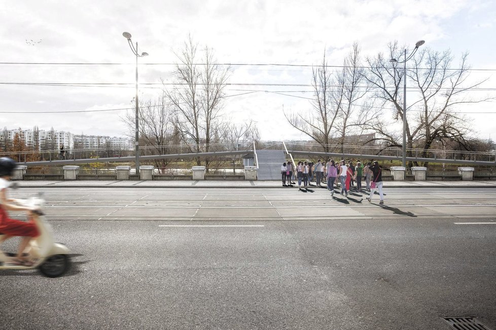 Třetí místo v architektonické soutěži na lávku mezi Holešovicemi a Karlínem.