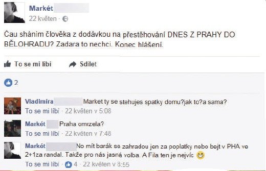 Tohle psala Markéta na Facebook.