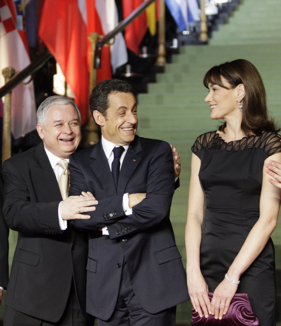 Lech Kaczyński s francouzským prezidentským párem