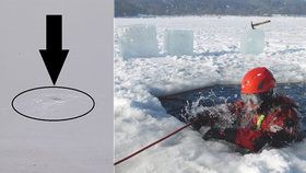 Dva lidé se probořili do Brněnské přehrady! Strážníci po nich našli jen díry v ledu