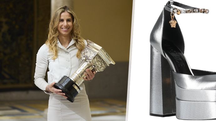 Ledecká na sobě měla boty Versace za 22 500 Kč