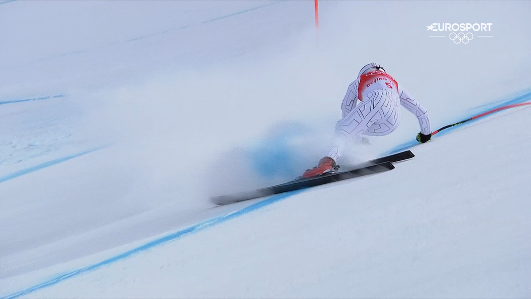 Ester Ledecká jela v zelených číslech, když v rychlosti přes 120 km/h udělala v pravotočivé zatáčce chybu... A sen o medaili v olympijském sjezdu se stal minulostí.