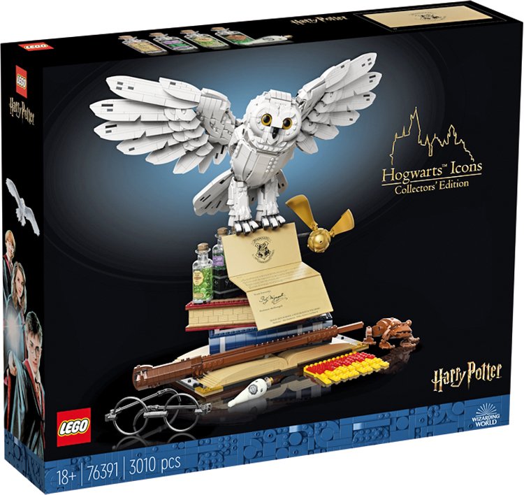 Filmová a knižní Hedvika je arktická sovice sněžní. Socha LEGO Harry Potter - Bradavická výbava ji dokonale vystihuje