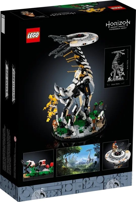 Součástí balení LEGO Horizon Forbidden West je i figurka Aloy a malého robota Watchera