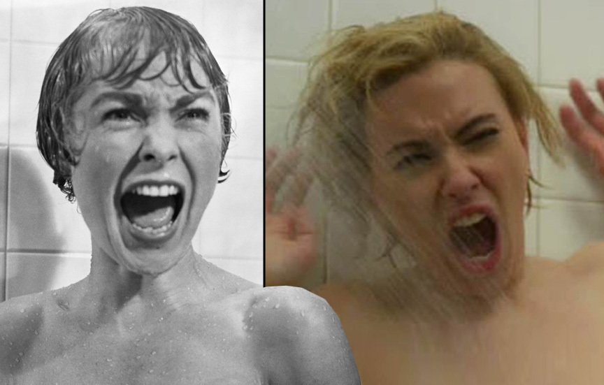 Scarlett Johansson si ve filmu Hitchock zahrála slavnou sprchovou scénu, kterou v originálním filmu Psycho zahrála Janet Leigh.