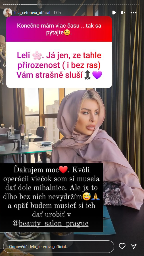 Lela na instagramu odpovídala na dotazy fanoušků