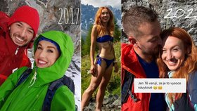 Lenka Vacvalová s manželem v roce 2017 a nyní