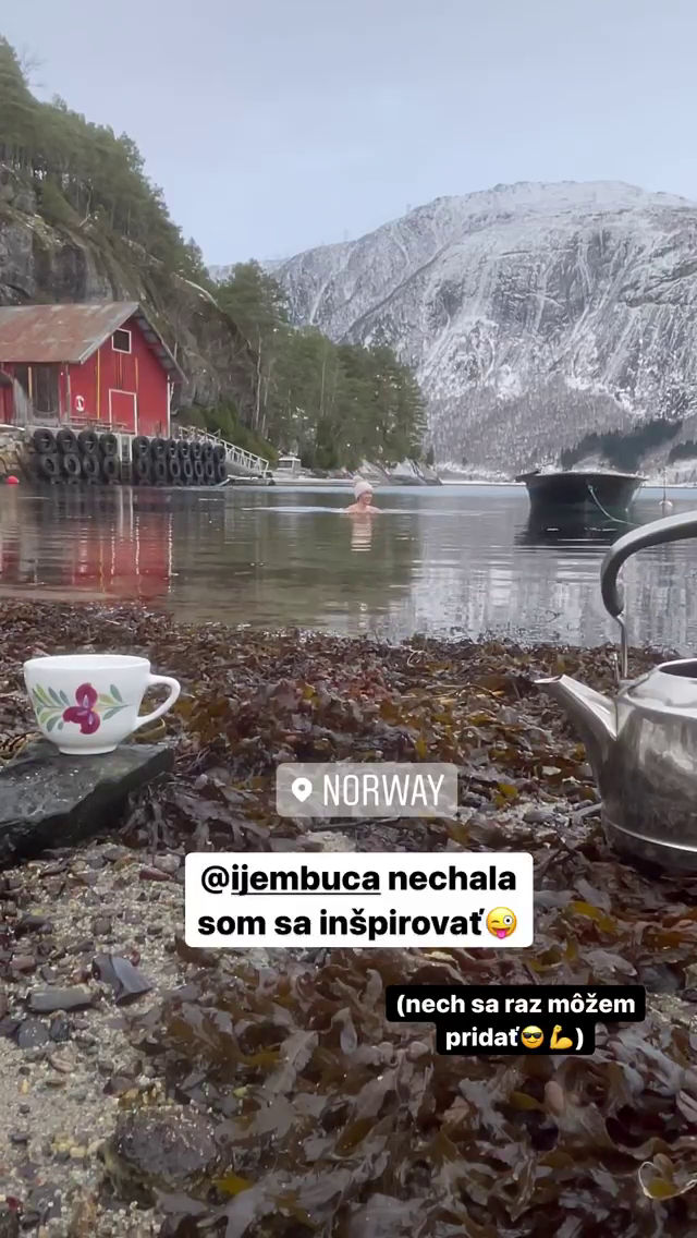 Lenka Vacvalová se otužujr v Norsku