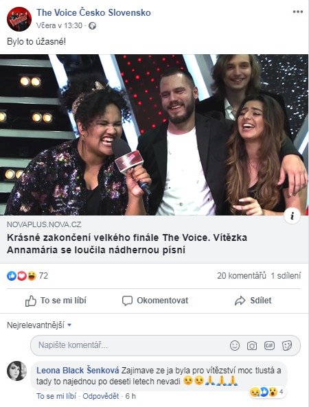 Leona Šenková se obula do vítězky The Voice