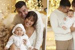 První vánoční focení Moniky Leové s manželem a dcerou Miou.