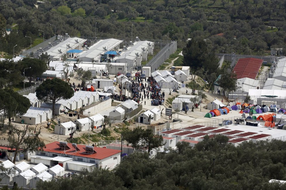 Uprchlický tábor Moria na řeckém ostrově Lesbos.