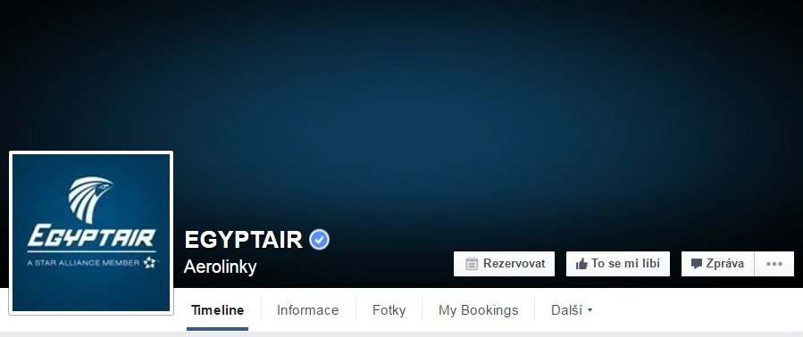 Facebook aerolinek EgyptAir se ponořil do temné barvy.