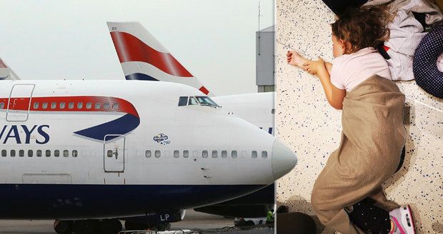 Lidé běsnili, na zemi spaly i děti. Let British Airways nabral 48 hodin zpoždění