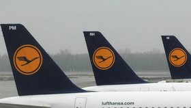 Letadla aerolinek Lufthansa na letišti v Mnichově