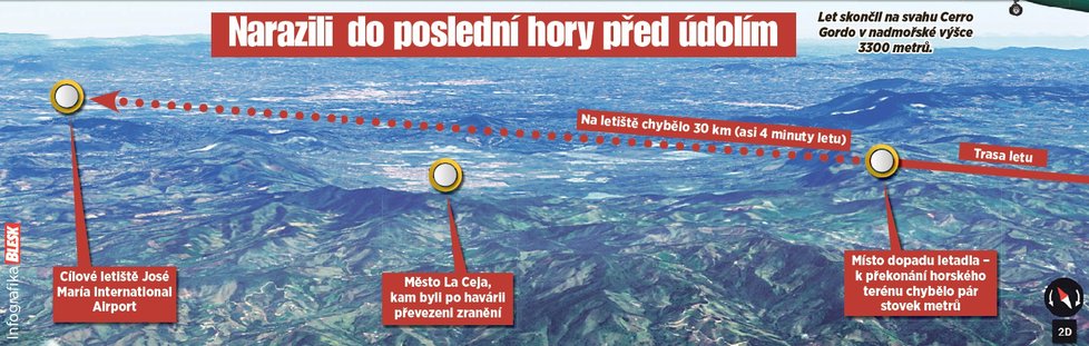 Let skončil na svahu Cerro Gordo v nadmořské výšce 3300 metrů