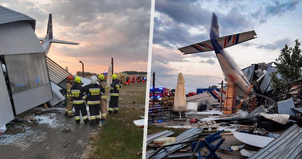 Tragédie nedaleko Varšavy: Pět mrtvých po pádu letadla na hangár! 