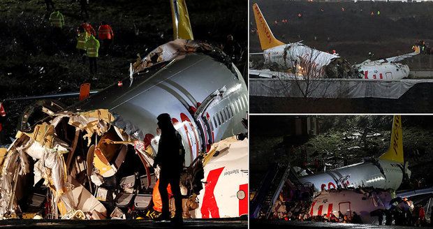 Děsivé přistání letadla na videu: 3 mrtví, 179 zraněných. Sjelo z ranveje a rozlomilo se
