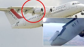 Letadlu společnosti CityJet se za letu rozpadlo křídlo. Pilot se musel vrátit.