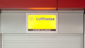 Přepážky společnosti Lufthansa zůstaly během protestů povětšinou zavřené