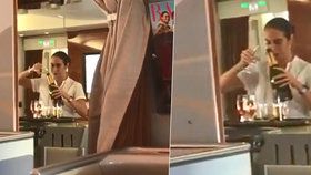 Skandál letecké společnosti Emirates: Pasažér načapal letušku, jak nalévá šampaňské ze skleniček zpátky do lahve!