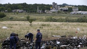 Prohledávání a odklízení trosek letounu MH17 na východní Ukrajině