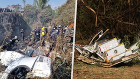 Záběry nehody dopravního letadla v Nepálu