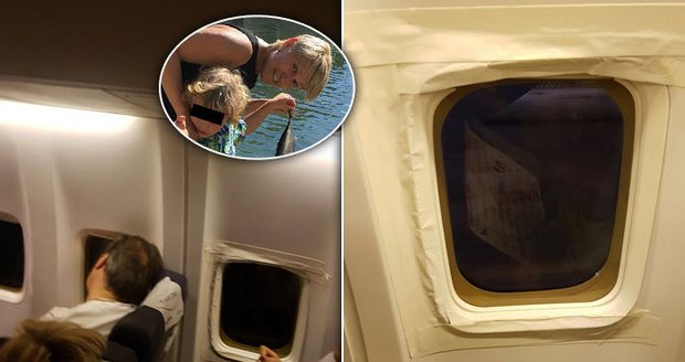 Páskou oblepené okno šokovalo cestující Travel Service. V letadle chtěli jinam