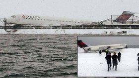 Pasažéři měli štěstí, že letadlo neskončilo ve vodě.