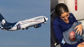 Pasažérka porodila zdravou holčičku na palubě letícího letadla.