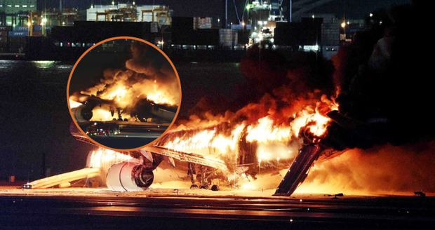 Hrůza na japonském letišti: Vzplálo letadlo s téměř 400 lidmi na palubě! Při nehodě zemřelo pět lidí