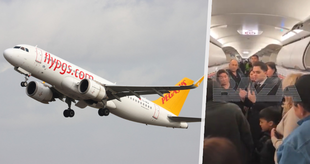 Stroj firmy Pegasus a cestující