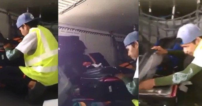 Video zachytilo, jak si zaměstnanec letiště klidně otevře kufr cestujícího a krade z něj.