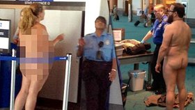 Svérázné protesty na letištích: Proti zákazu kouření (vlevo) i rentgenům, které vás odhalí až na kost (vpravo)