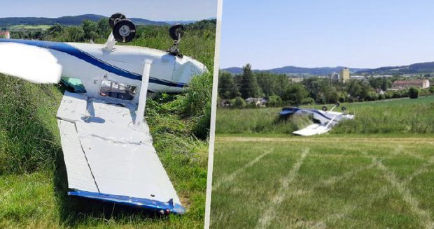 Nehoda na letišti ve Strakonicích: Letoun při přistání havaroval!