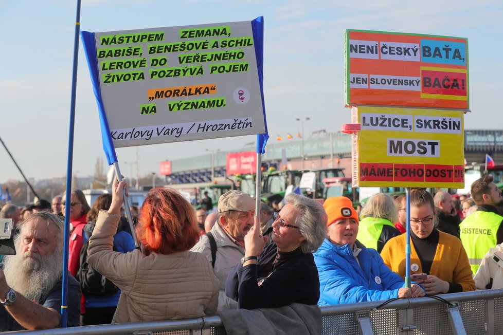 Účastníci demonstrace na Letenské pláni spojené s 30. výročím sametové revoluce (16. 11. 2019)