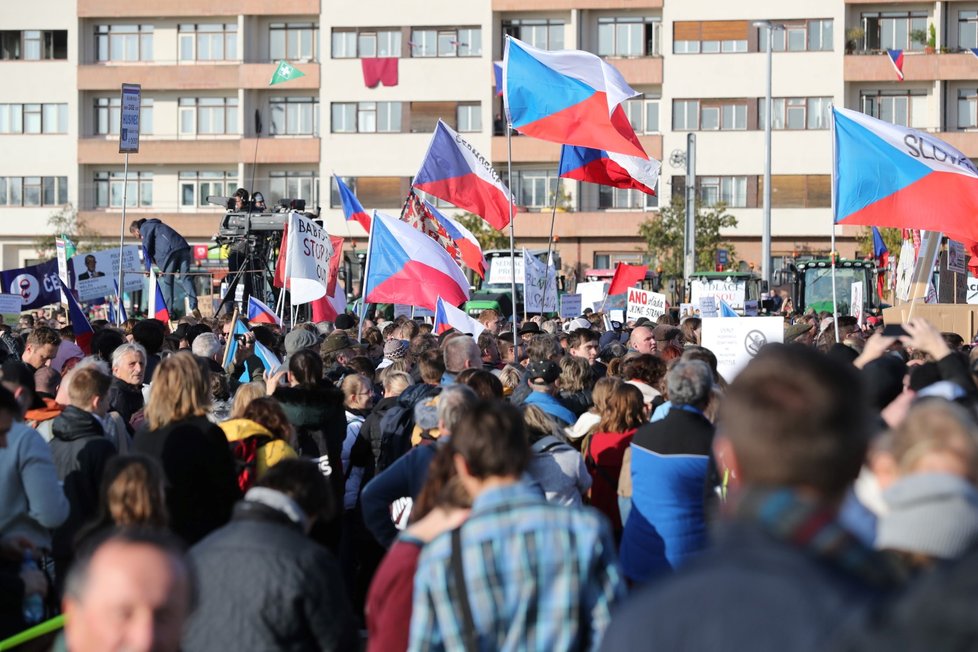 Účastníci demonstrace na Letenské pláni spojené s 30. výročím sametové revoluce (16. 11. 2019)