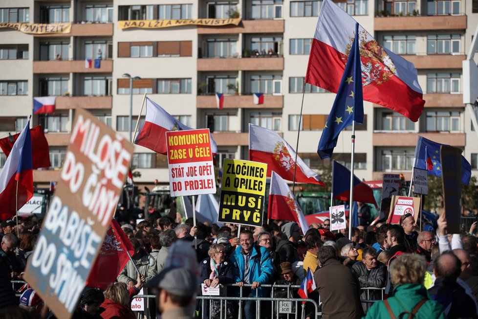 Účastníci demonstrace na Letenské pláni spojené s 30. výročím sametové revoluce (16. 11. 2019)