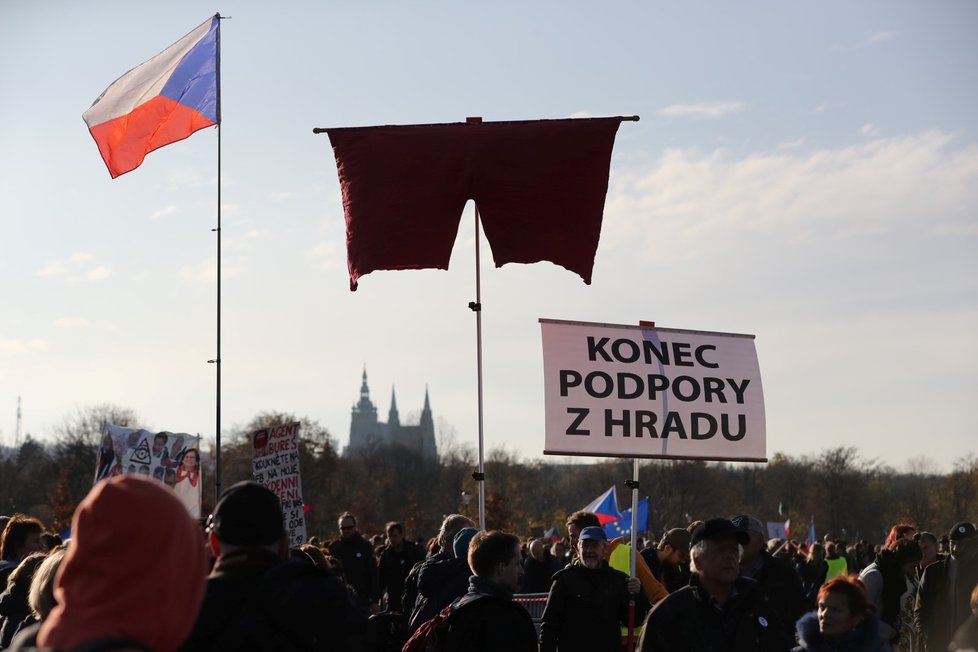 Účastníci demonstrace na Letenské pláni spojené s 30. výročím sametové revoluce (16. 11. 2019)