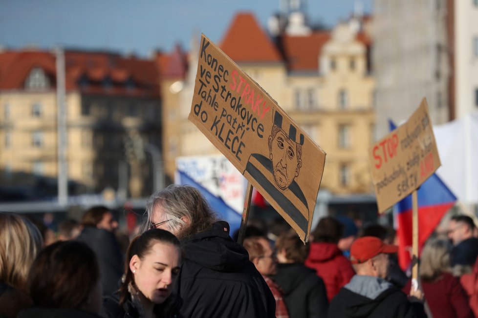 Účastníci demonstrace na Letenské pláni spojené s 30. výročím sametové revoluce (16. 11. 2019)