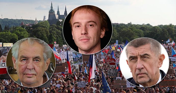 Demonstraci na Letné proti tandemu Andrej Babiš (ANO, pravo) a Miloš Zeman (vlevo) znovu organizuje spolek Milon chvilek pro demokracii v čele s Mikulášem Minářem