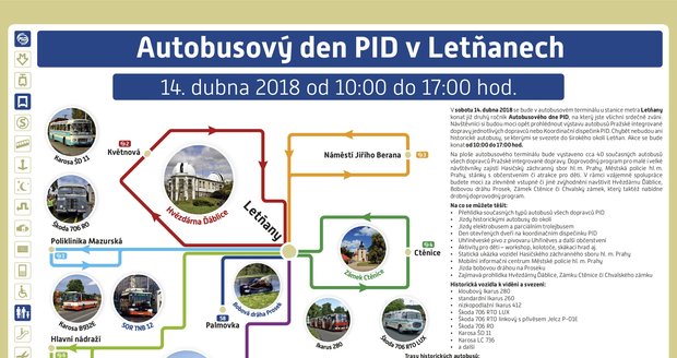 V sobotu proběhne Den autobusů. Kudy se můžete vypravit z Letňan historickými vozidly, se můžete podívat na plánku.