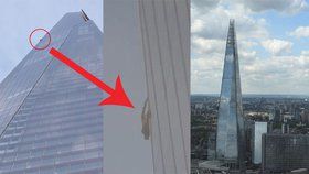 Muž zkusil vyšplhat na nejvyšší londýnský mrakodrap Shard (Střep)
