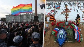 Razie v saunách i odbarvování duhy. Rusům se na Ukrajině nedaří, Kreml si chladí žáhu na gayích