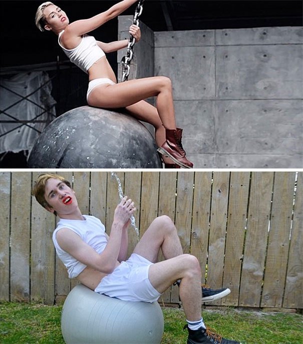 Liam jako Miley Cyrus