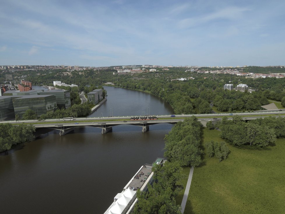 Vizualizace rekonstrukce Libeňského mostu v Praze