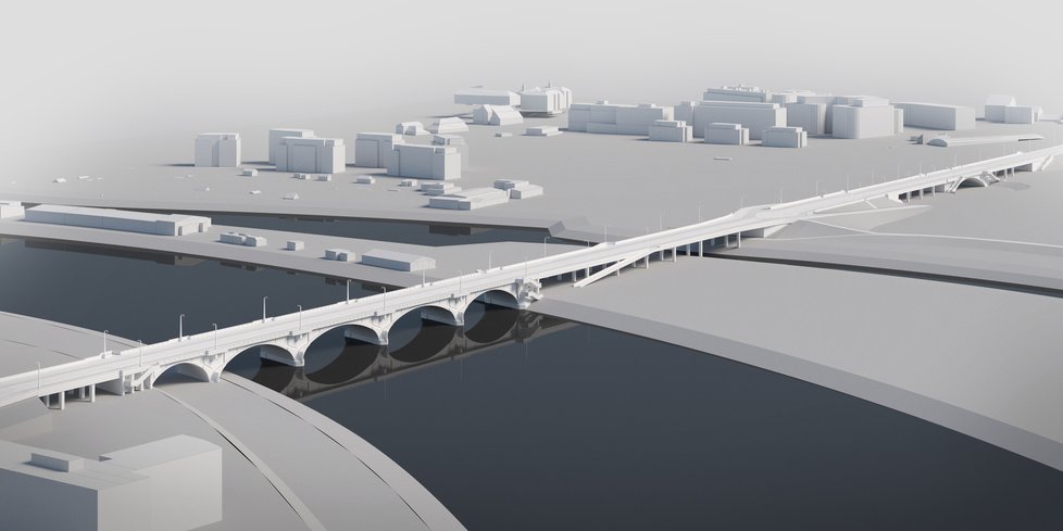 Takhle by podle vizualizací mohl vypadat rekonstruovaný Libeňský most.