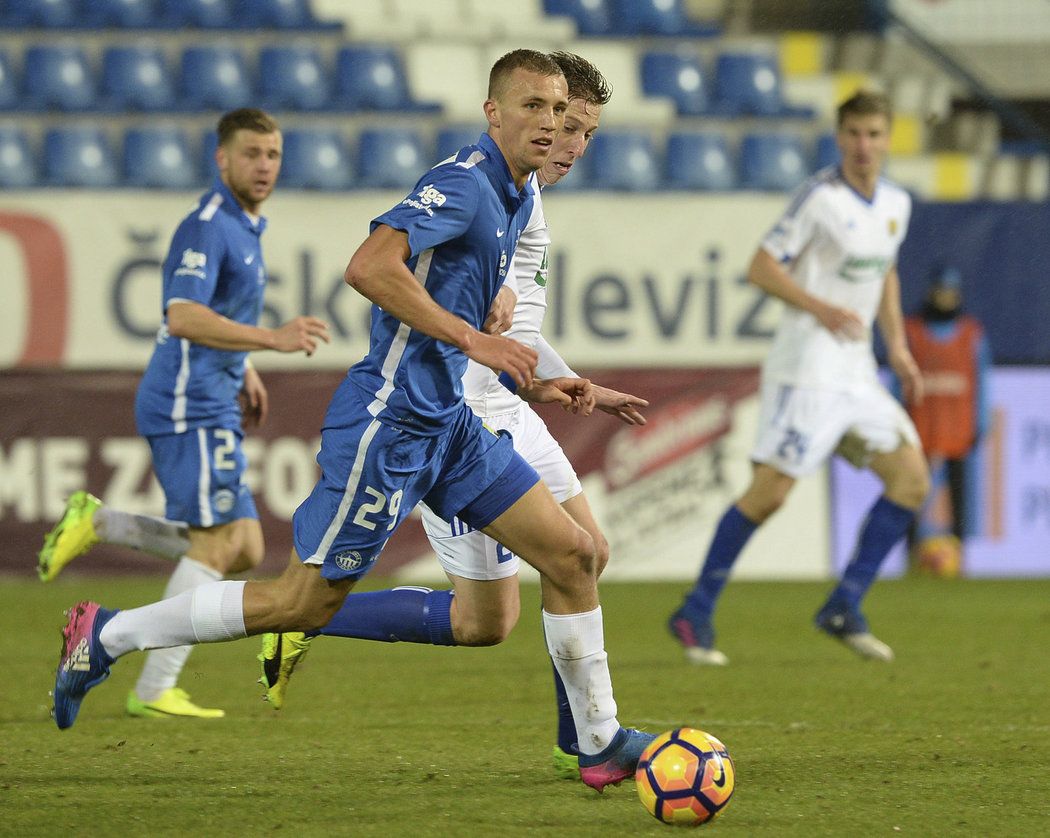 Záložník Tomáš Souček, který je v Liberci na hostování ze Slavie, odehrál proti Zlínu celý zápas