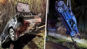 Vůz se zřítil do potoka v Libouchci.