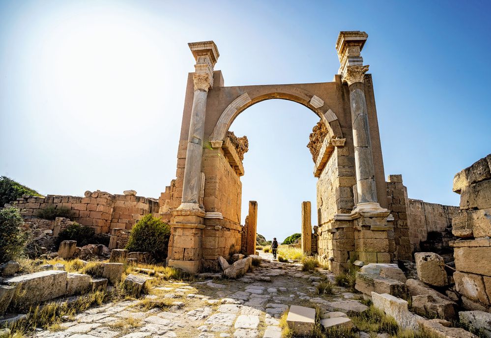 Ruiny starověkého města Leptis Magna