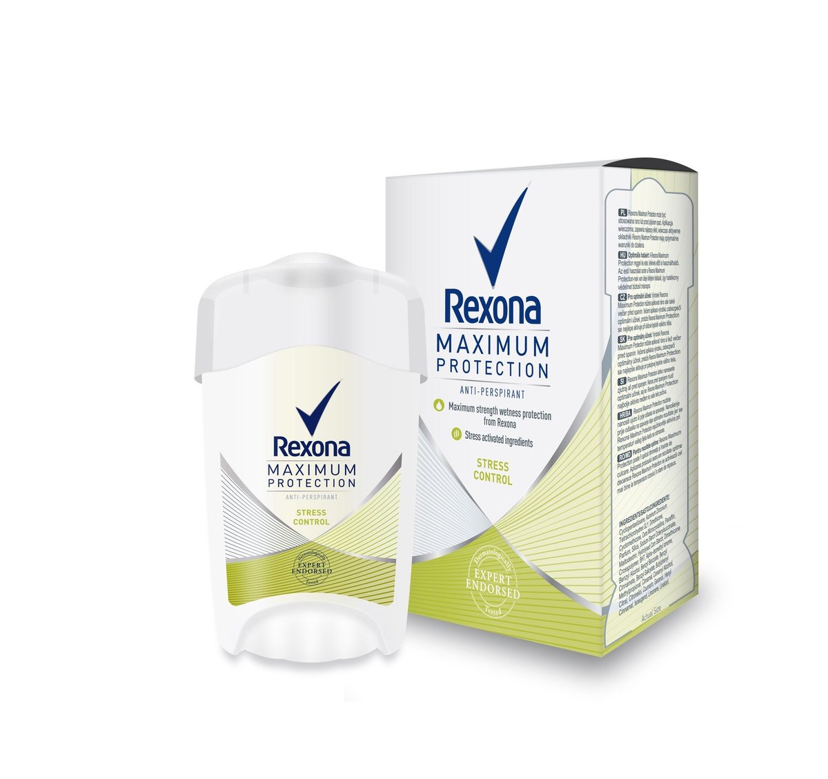 Spolehlivý antiperspirant ochrání před nadměrným pocením i skvrnami na letních šatech. Rexona Maximum Protection Stress Control, 160 Kč.